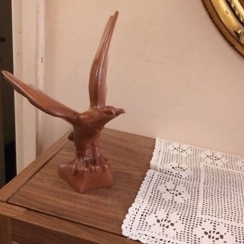 Porcelain Faience Vintage 80s Decorative Bird With Open Wings Like New