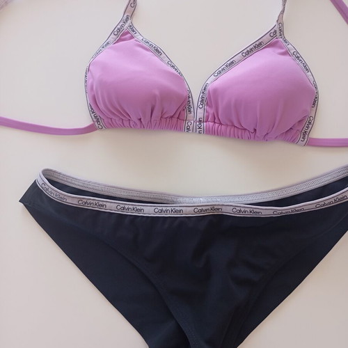 Calvin Klein bikini set like new, medium bottom, small top, black and purple