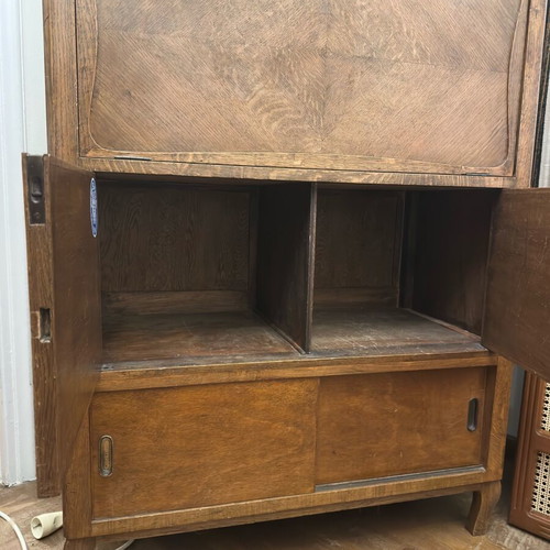 Vintage wooden Secretaire desk used with display cabinet