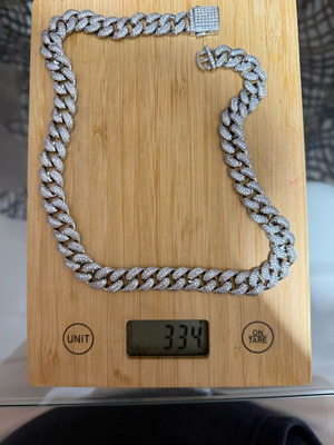Cuban Link Chain new, silver with stones