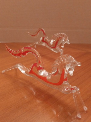 Vintage pair of handmade glass horses Murano style Sommerso