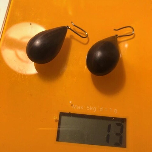 Wooden teardrop earrings like new, ebony, vintage Isidore Domingo