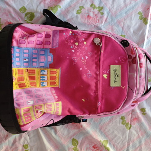Hallmark Town school trolley bag with bottle holder fuchsia