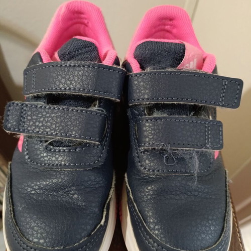 Adidas athletic shoes used, size 27, blue and pink