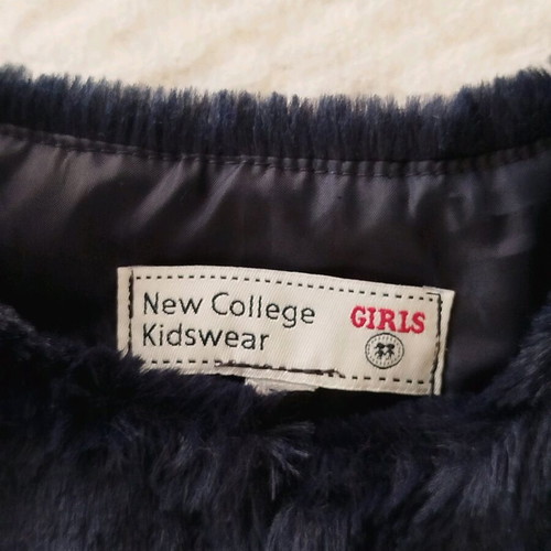 New College sleeveless fur vest blue navy for 2-2.5 years like new
