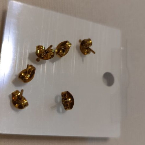 Gold stud earrings set of three pairs, stainless steel, new