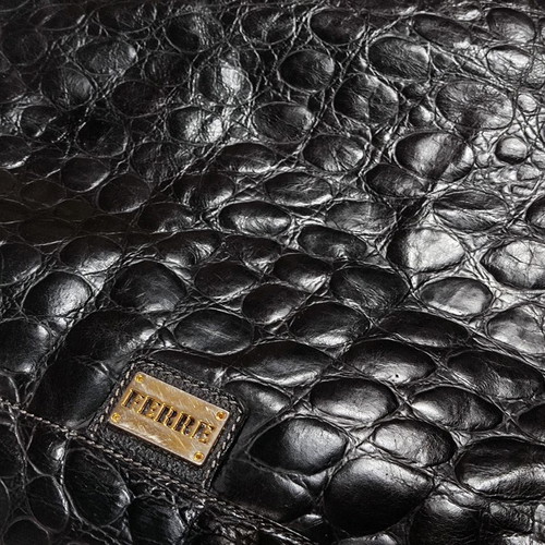 Ferre Original Vintage 90s Black Leather Shoulder Bag used