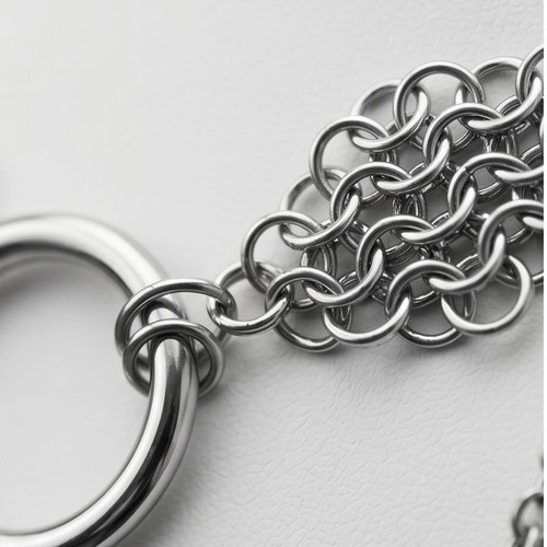 Steel choker with ring minimal design new, silver color
