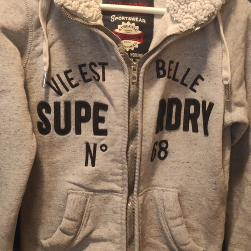 Superdry Aria Applique Zip Hoodie women's size M used, grey