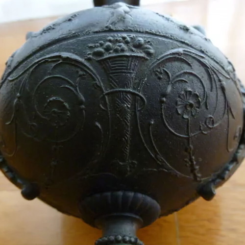 Ancient Greek hydria Empire style used with granite base and winged torchbearers
