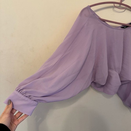 Cropped blouse lilac with zipper Zara new, size S