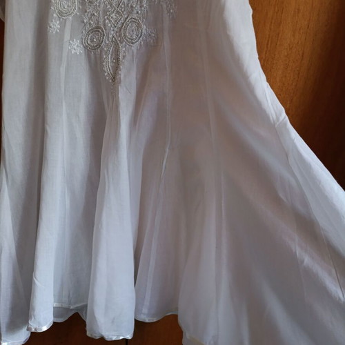 White Boho Summer Dress Tunic with Embroidery like new, size L