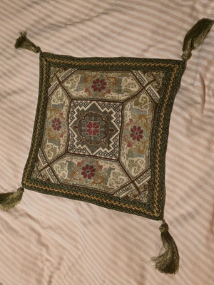 Handmade embroidery new on 9-count canvas with American gold and tassels