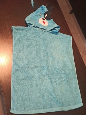Baby hooded beach towel bathrobe bright blue like new