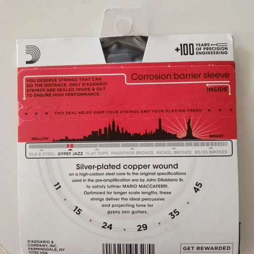 D'Addario EJ83M guitar strings new for gypsy jazz guitar