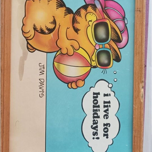 Garfield vintage wooden plaque used, 32x22 cm