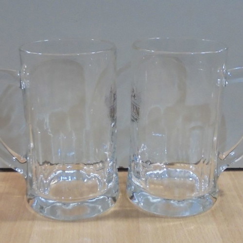 Holsten beer two promotional glass mugs 0.5l used