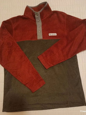 Columbia half zip fleece used, medium, red and gray