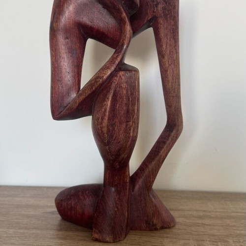 Wooden Thinker Statue like new
