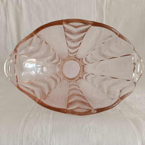 Vintage Rosaline pink pressed glass vase Art Déco like new