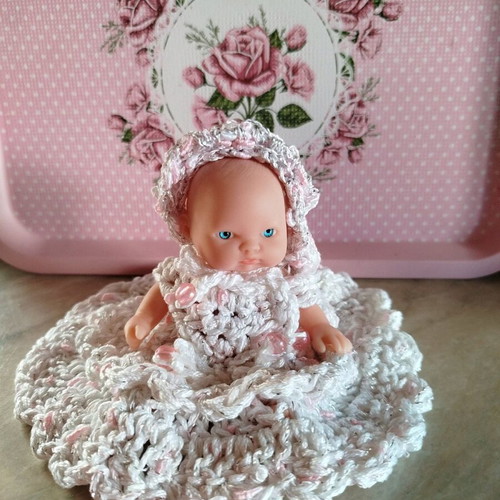 Doll with Handmade Dress and Hat New