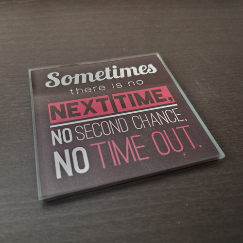 Glass coaster set of 3 with quotes, used