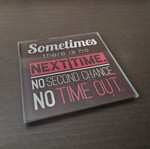 Glass coaster set of 3 with quotes, used