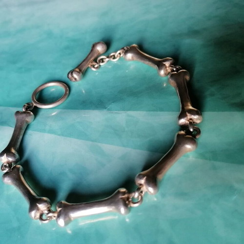Silver 925 bracelet new with bones, gothic style
