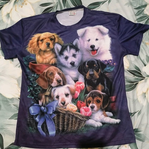 Summer men's t-shirt like new, XXL, multicolor with dog print