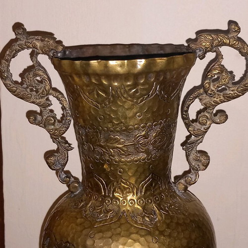 Vintage brass vase with dragon handles like new