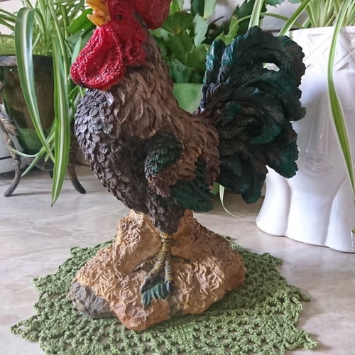Decorative rooster polyresin like new, dimensions 24×17
