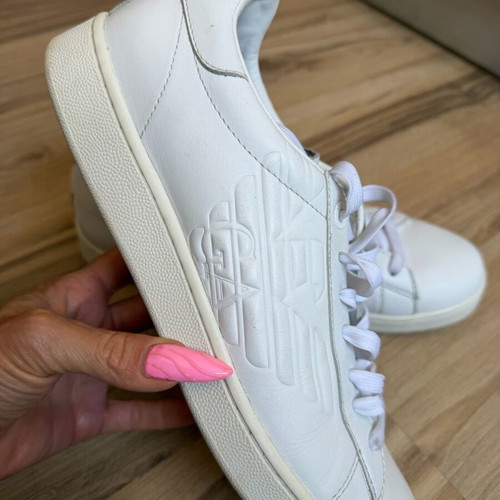 Men's original white leather sneakers Emporio Armani EA7 like new, size 44