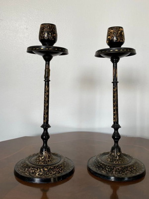 Candlesticks used, metal set of 2, 25cm height