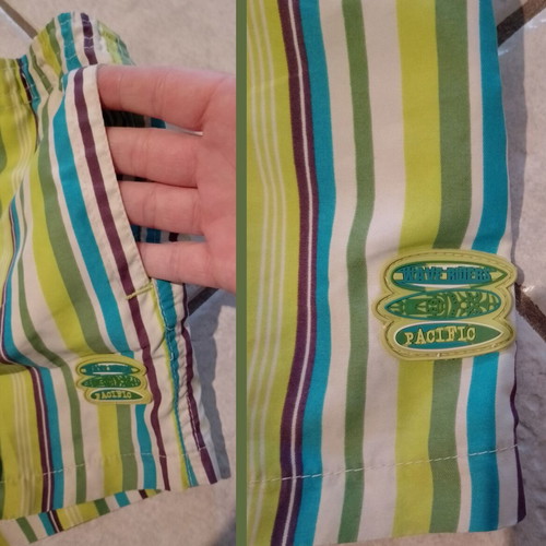 Boys' summer set used, striped swim shorts and Ipanema flip-flops