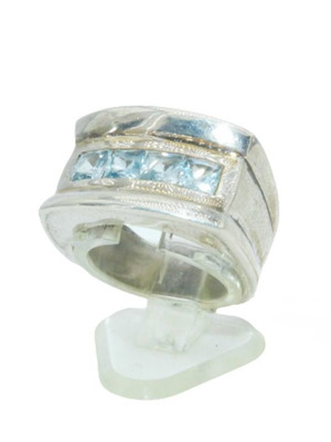 Ασημένιο δαχτυλίδι με ζιργκόν five light blue καινούργιο, ασήμι 925 χειροποίητο