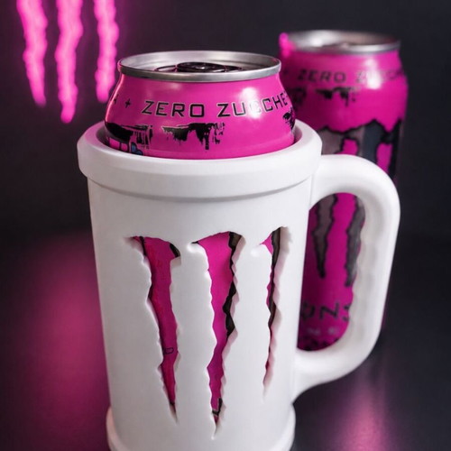 3D Printed Cup Holder for Monster Energy Cans with Ergonomic Handle