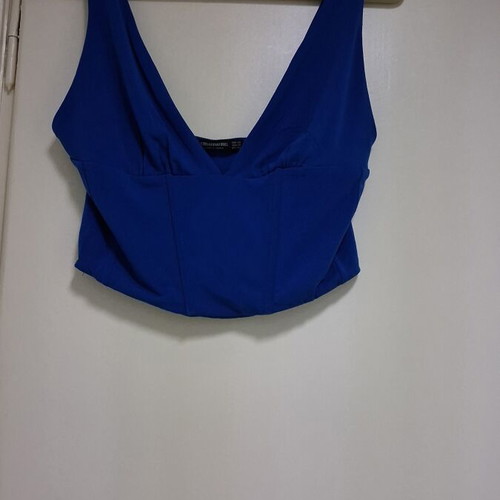 Stradivarius crop top, blue, size XS