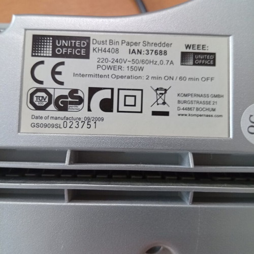 United Office KH4408 document shredder head