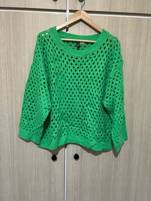 Knitted perforated sweater H&M new, green, size XL