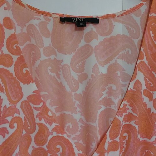 Maxi dress Zini new, pink-salmon with fringed sleeves, size 38