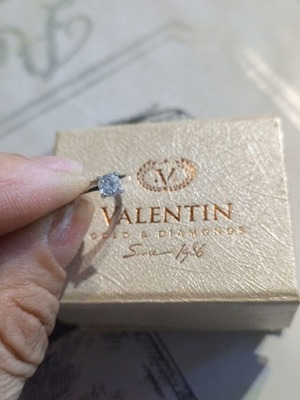 Ring with diamond and two hoops white gold 18k new