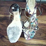 Sandals used, gold bronze shades, heel 9 cm, size 39