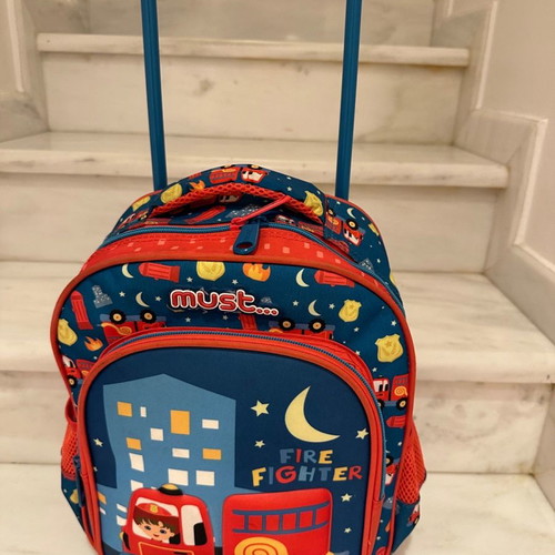 School toddler backpack used with wheels and handle by Moustakas