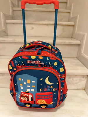 School toddler backpack used with wheels and handle by Moustakas
