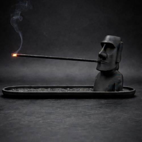 Moai Holder Incense Burner with Ash Tray 3D Printed