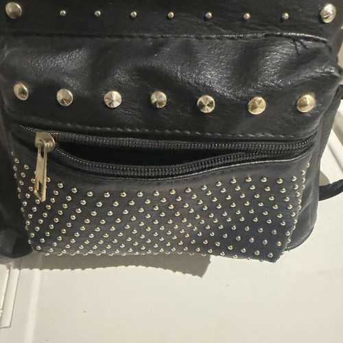 Women's backpack with decorative studs, 2 side pockets, large interior