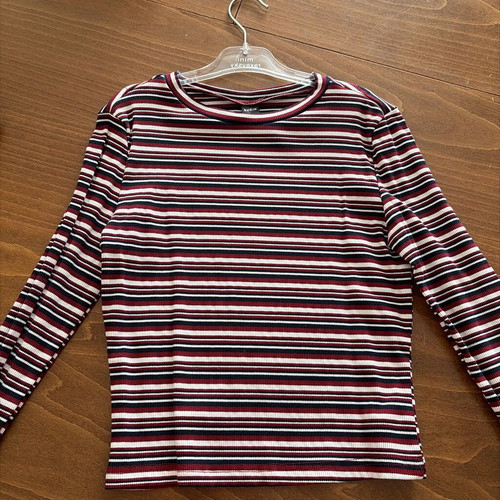 Shein white and red striped long sleeve shirt like new