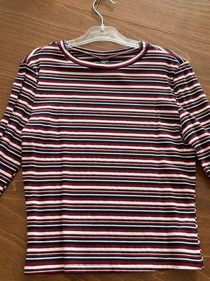Shein white and red striped long sleeve shirt like new