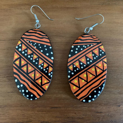 Vintage wooden earrings handmade, new, ethnic tribal designs