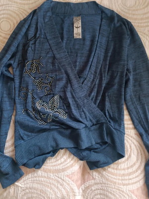 Zarga blue top with strass one size like new